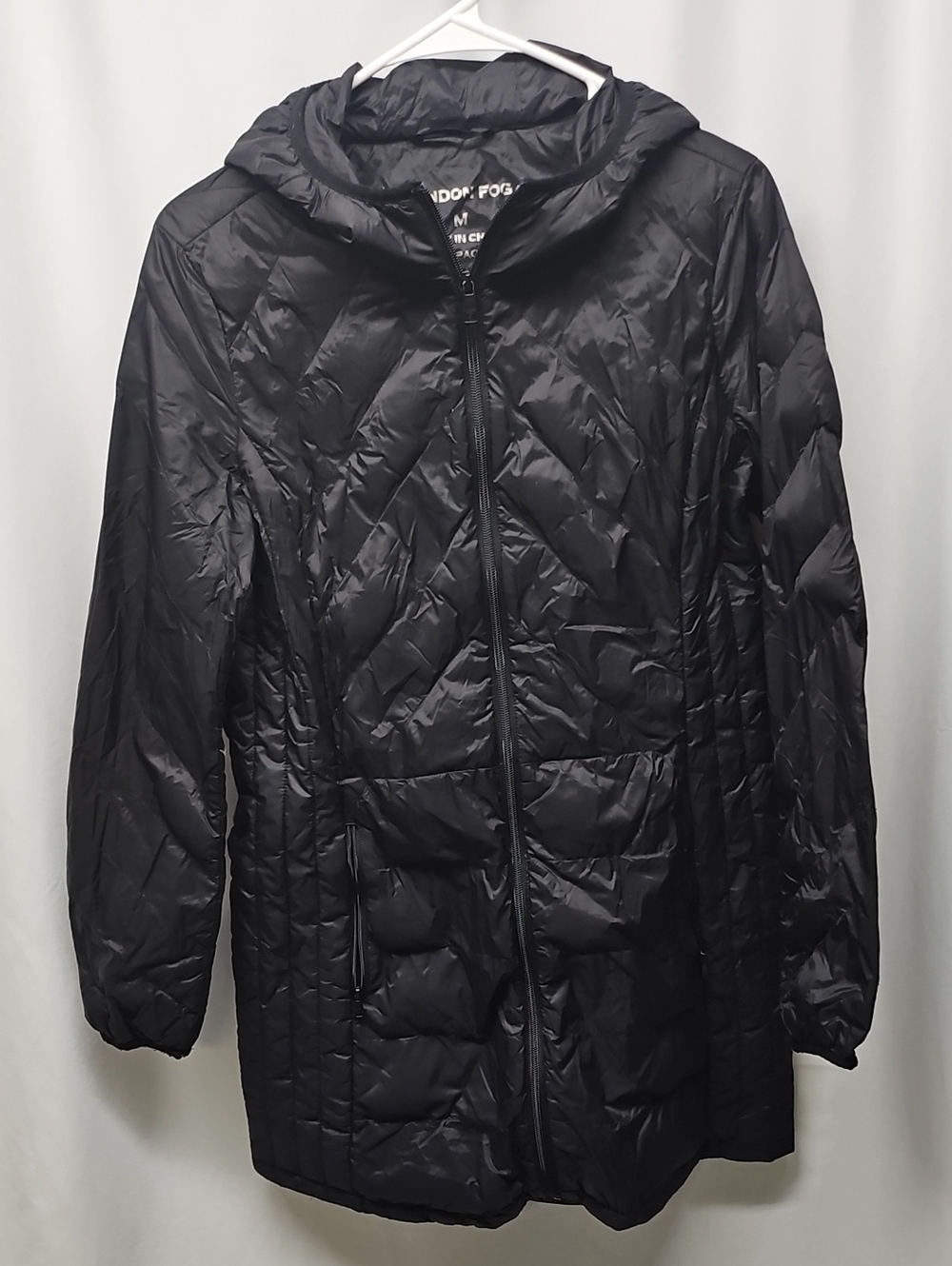 London Fog Women's Black Hooded Quilted Puffer Coat
